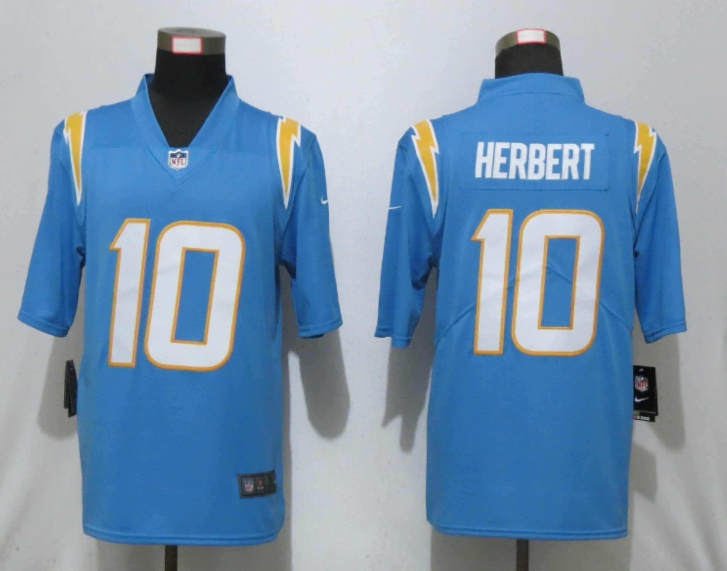Men New Nike San Diego Chargers 10 Herbert Powder Blue Los Angeles 2020 NFL Draft First Round Pick Game Jersey